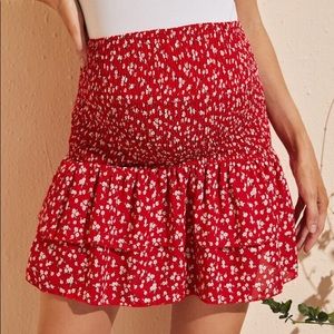 Maternity Ditsy floral shirred waist layered skirt